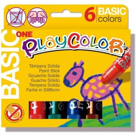 Playcolor Témperas Sólidas Basic One Estuche de 6 Colores Surtidos